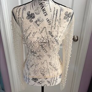 Elegant Pearl-Embellished Cream Top